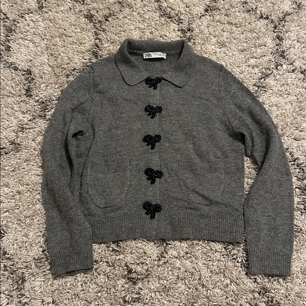 Zara Sequin Bow Cardigan